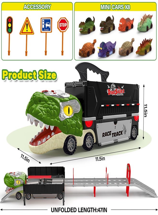 Gloween Dinosaur Toys for Kids 3-5, Dinosaur Truck with 8 Small Dinosaur Cars, Birthday Gifts Toys for 3 4 5+ Year Old Boy, Transport Carrier Truck for Toddlers, Great for Grandkids - Image 2